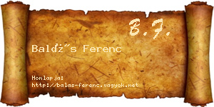Balás Ferenc névjegykártya
