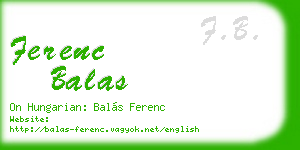 ferenc balas business card